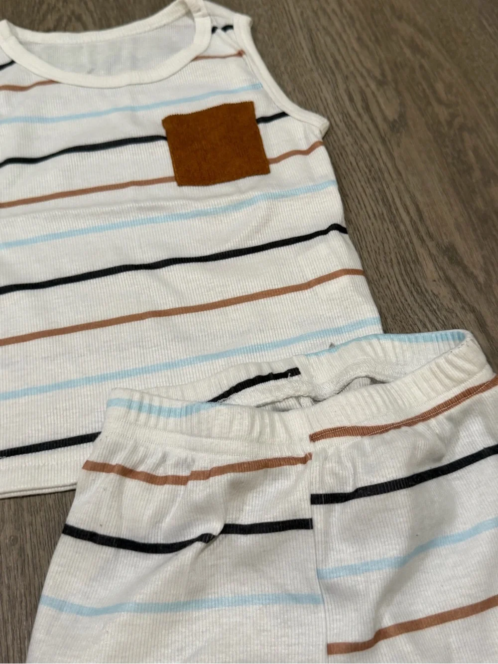 2Pcs Baby Boy Summer Toddler Striped Beach Tank Top Short Set 12-18 Months